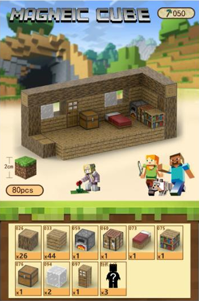 פאזל־קוביות מגנטי בסגנון Minecraft✨