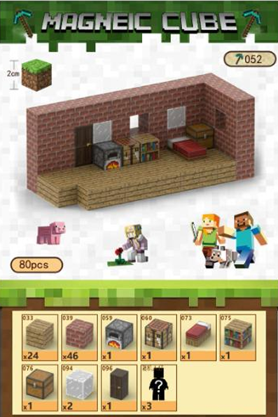 פאזל־קוביות מגנטי בסגנון Minecraft✨