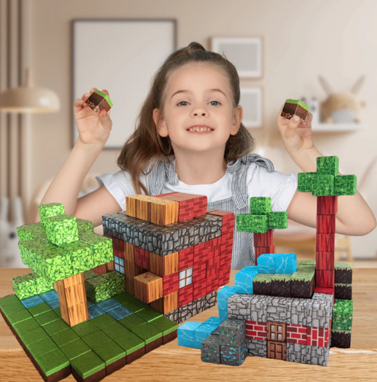 פאזל־קוביות מגנטי בסגנון Minecraft✨