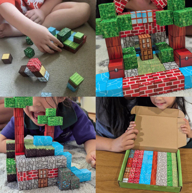פאזל־קוביות מגנטי בסגנון Minecraft✨