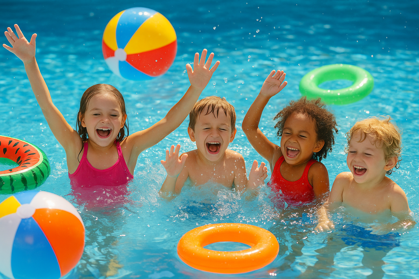 kids inside a pool